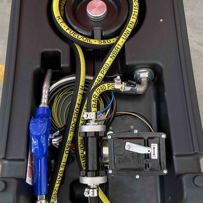 AM-TANK 58 Gallon Gasoline & Diesel Fuel Tank with 12 Volt Pump and Covering Lid - Find Fresh Goods