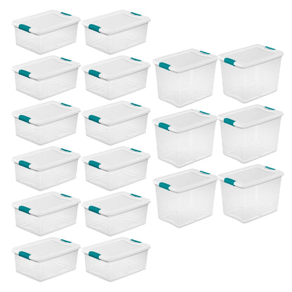 Sterilite 12 Pack 15-Qt & 6 Pack 25-Qt Stackable Clear Plastic Storage Bin w/Lid