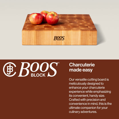 John Boos Medium Maple Wood End Grain Cutting Board for Kitchen, 15" x 15" x 3"