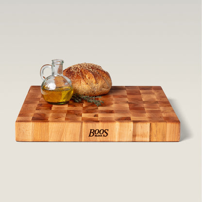 John Boos Small Maple Wood End Grain Cutting Board for Kitchen 18" x 18" x 2.25"