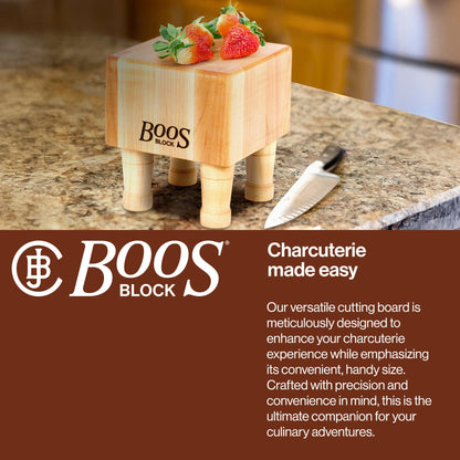 John Boos MC Series Square Wood Cutting Board with Feet, 6" x 6", Maple
