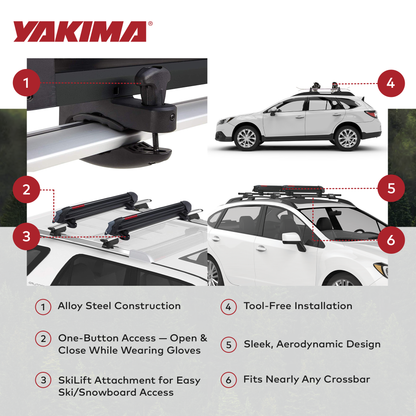 Yakima PowderHound 6 Ski or 4 Snowboard Universal Mount For Yakima Crossbars - Find Fresh Goods