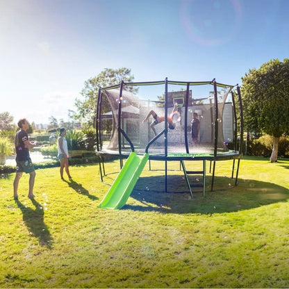 JumpFlex HERO 15' Trampoline with PROJAM Hero Basketball Hoop and Net Attachment