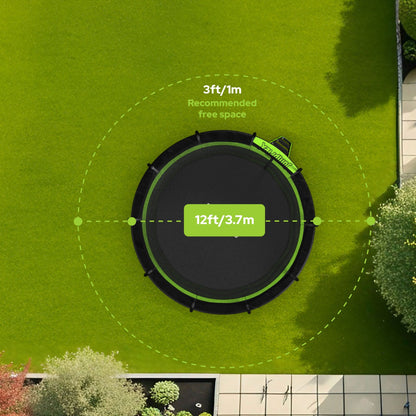 JumpFlex HERO 12' Trampoline for Kids Outdoor Play Equipment with Net & Ladder