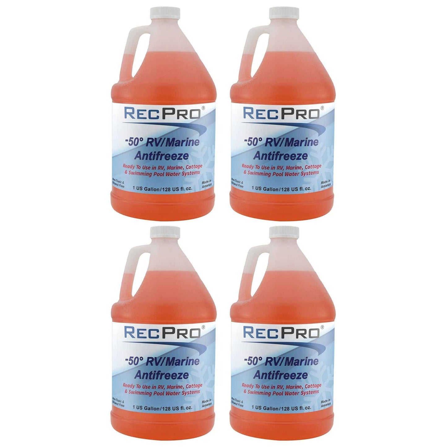 RecPro 1 Gal RV Antifreeze Concentrate Fluid for Winterizing Vehicles (4 Pack)