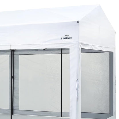 Suntime 10' x 20' Easy Pop Up Rectangular Canopy with Removable Sidewalls, White