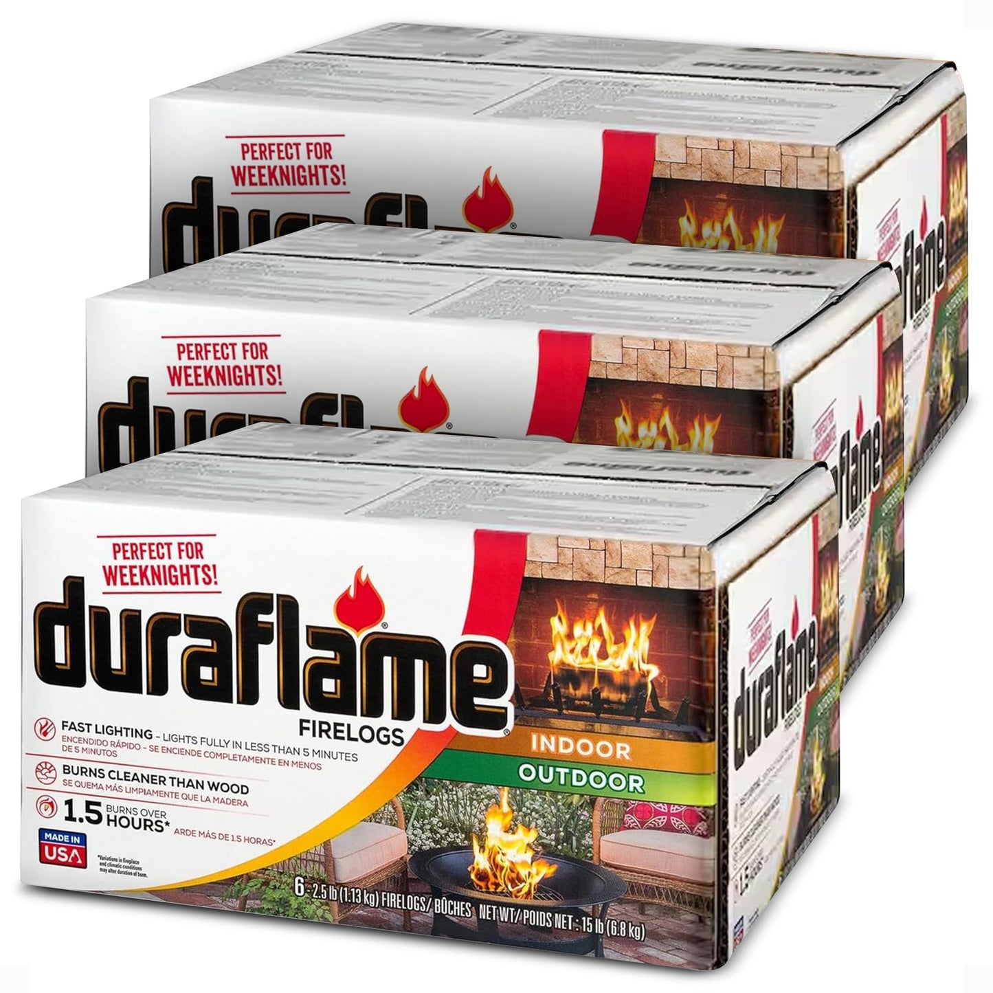 Duraflame 2.5lbs Indoor Outdoor Fireplace Pit Firelog 4.5 Hr Burn Time (18 Pack)