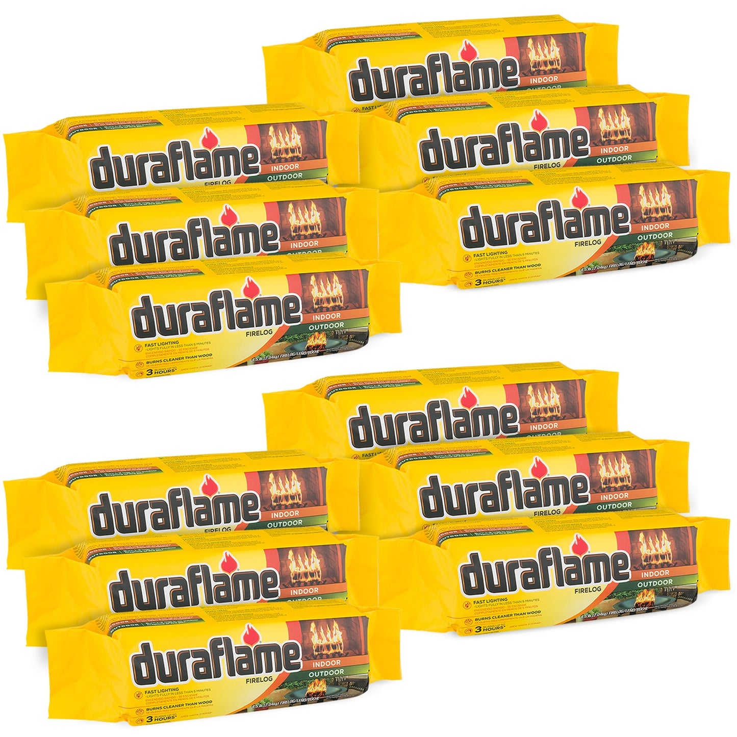 Duraflame 4.5lb Indoor Outdoor Fireplace Fire Pit Firelog, 3 Hr Burn Time, 12 Pk