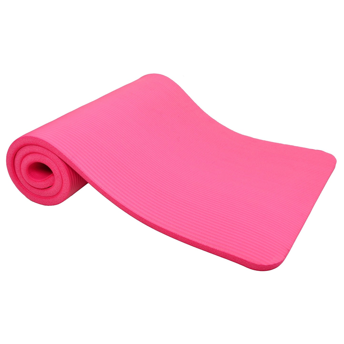 Signature Fitness 1" Extra Thick Exercise Fitness Yoga Mat w/ Carry Strap, Pink