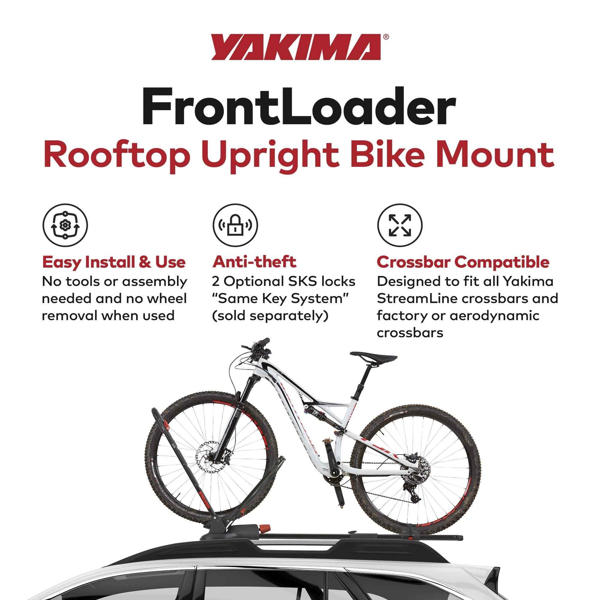 Yakima FrontLoader 1 Bike Car Rooftop Mount, Fits StreamLine Crossbar Black