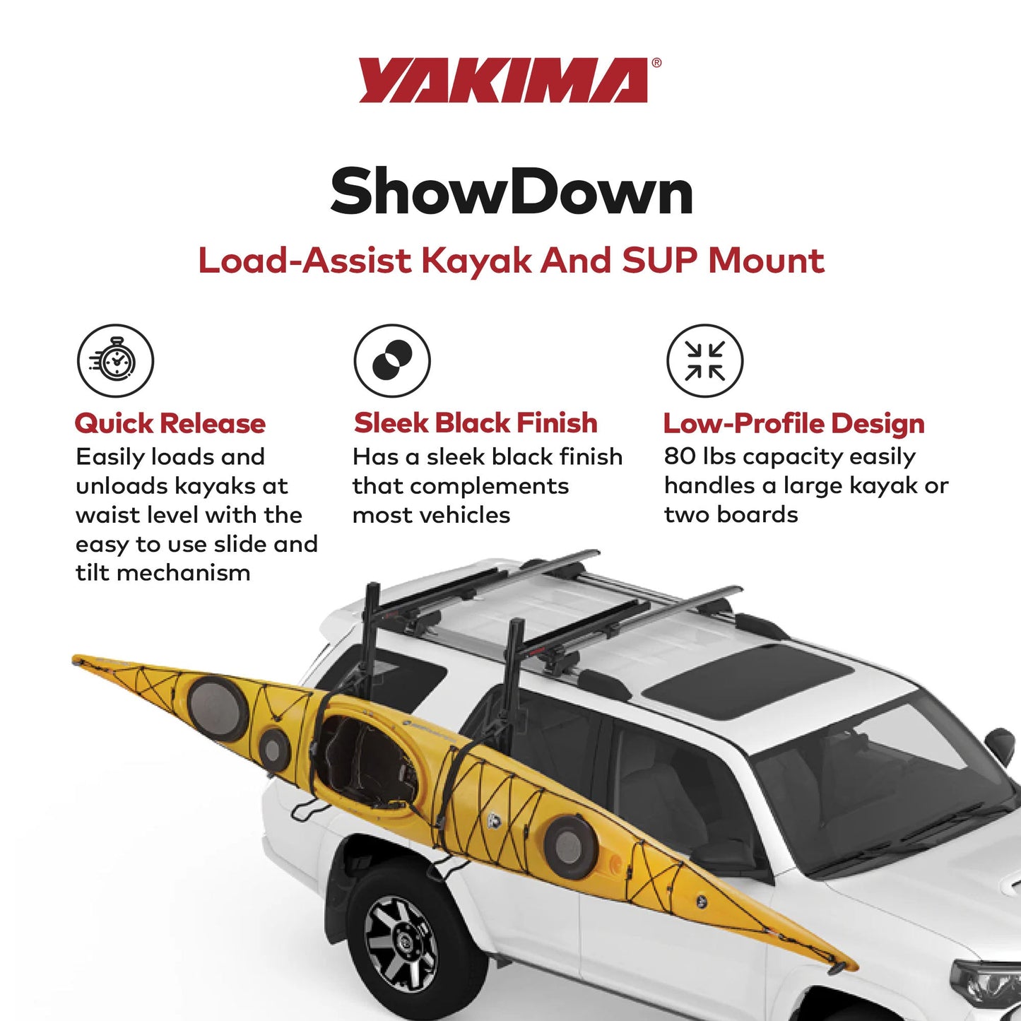 Yakima ShowDown Load Assist Kayak and SUP Rooftop Mount Rack for Vehicles, Black - Find Fresh Goods