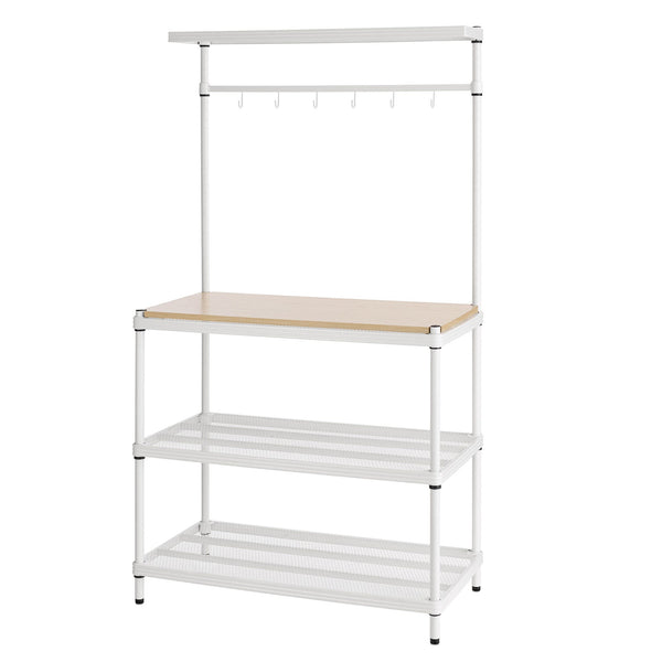 Design Ideas MeshWorks Metal Storage Utility Wood Top Shelving Unit Rack, White