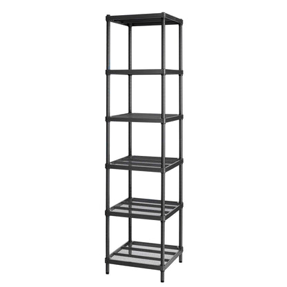 Design Ideas MeshWorks 6 Tier Tower Metal Storage Shelving Unit Rack, Black