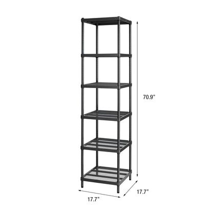 Design Ideas MeshWorks 6 Tier Tower Metal Storage Shelving Unit Rack, Black