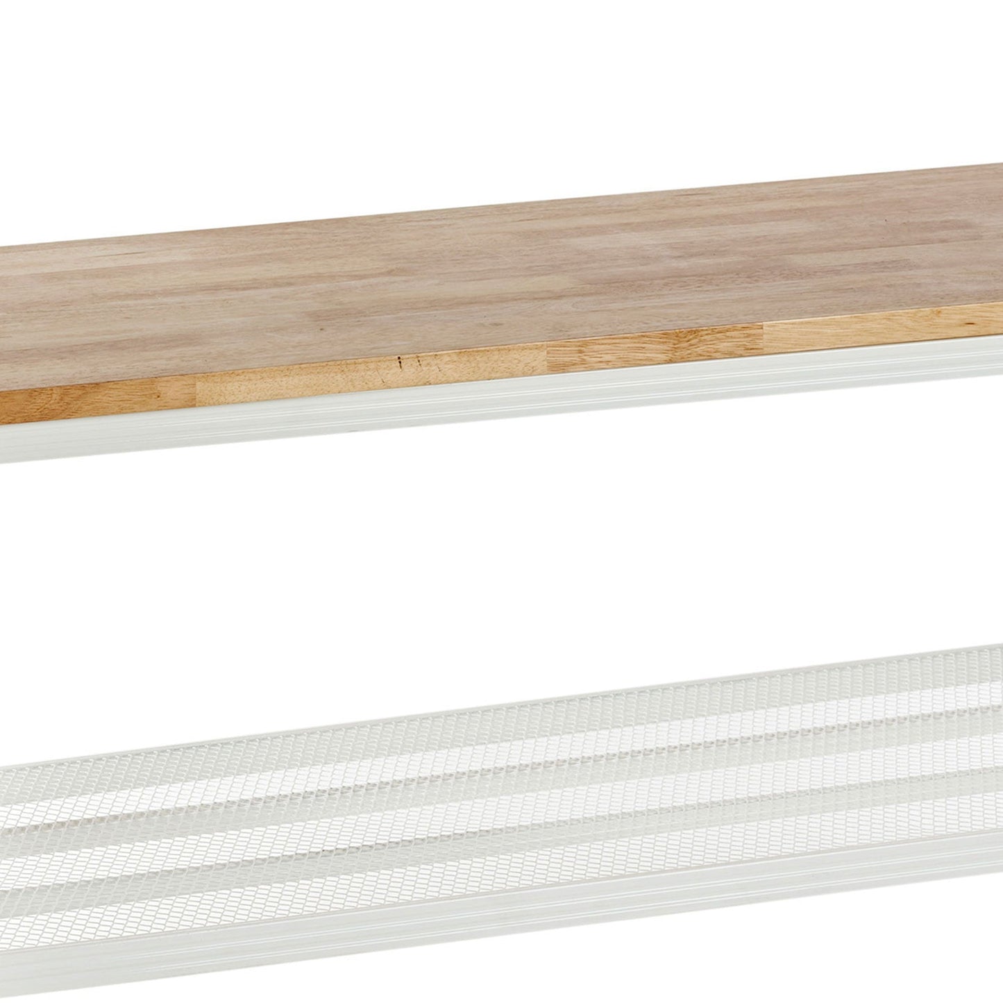 Design Ideas MeshWorks 2 Tier Wood Top Metal Storage Shelving Unit Rack, White