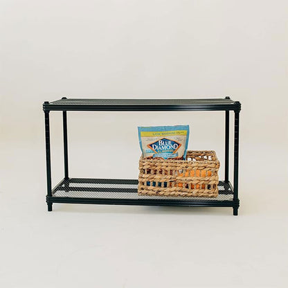 Design Ideas MeshWorks 2 Tier Full Size Metal Storage Shelving Unit Rack, Black