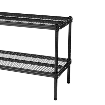 Design Ideas MeshWorks 2 Tier Full Size Metal Storage Shelving Unit Rack, Black