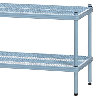 Design Ideas MeshWorks 2 Tier Full Metal Storage Shelving Unit Rack, Sky Blue