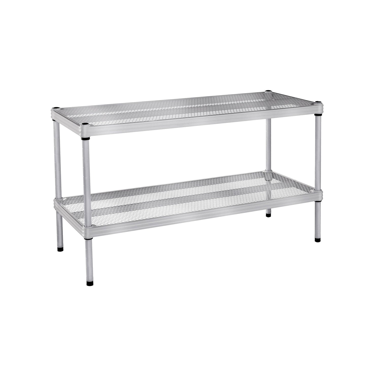 Design Ideas MeshWorks 2 Tier Full-Size Metal Storage Shelving Unit Rack, Silver