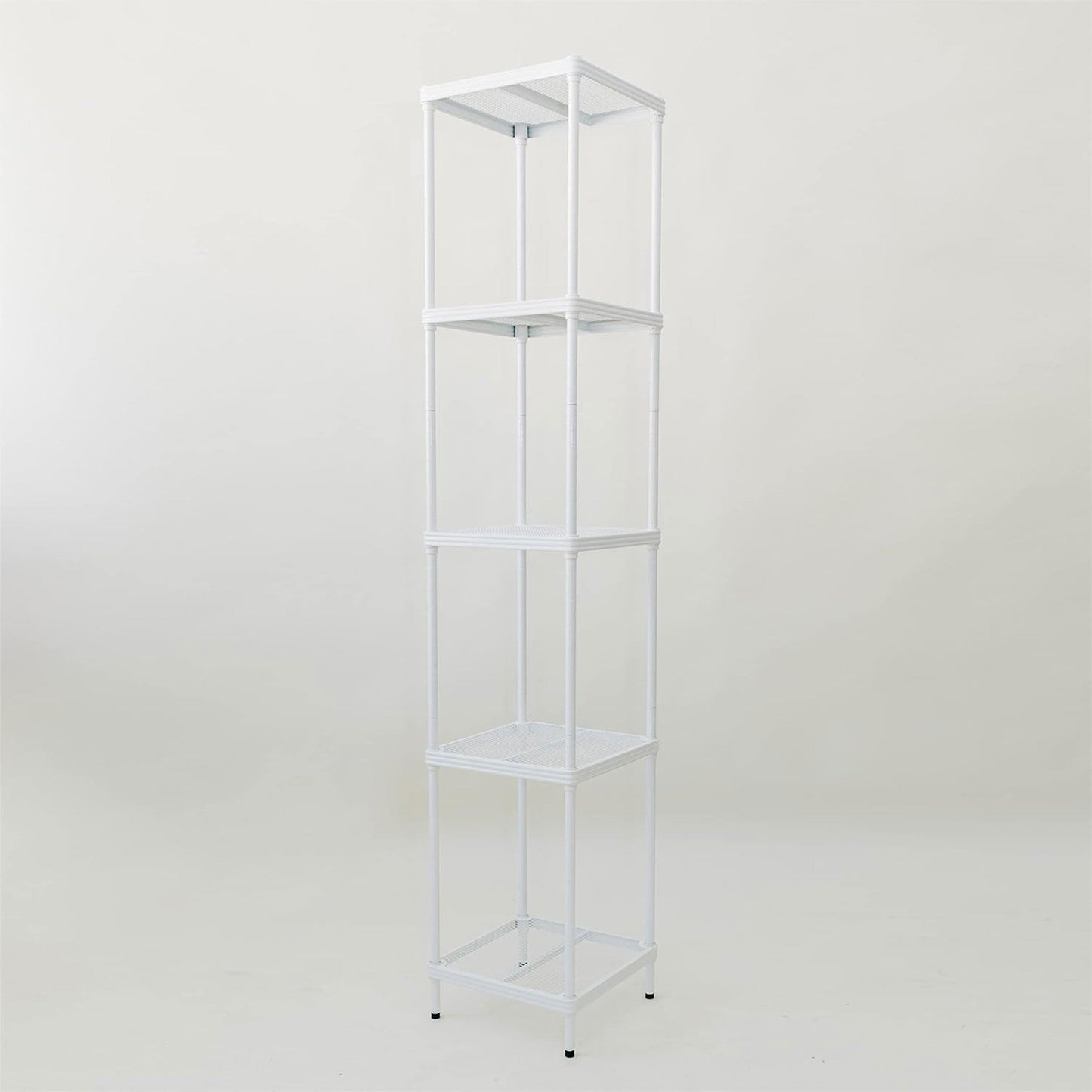 Design Ideas MeshWorks 5 Tier Tower Metal Storage Shelving Unit Rack, White