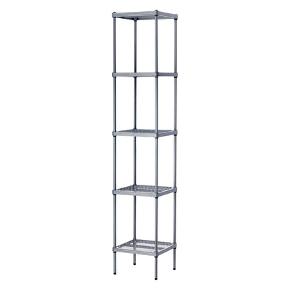 Design Ideas MeshWorks 5 Tier Tower Metal Storage Shelving Unit Rack, Silver