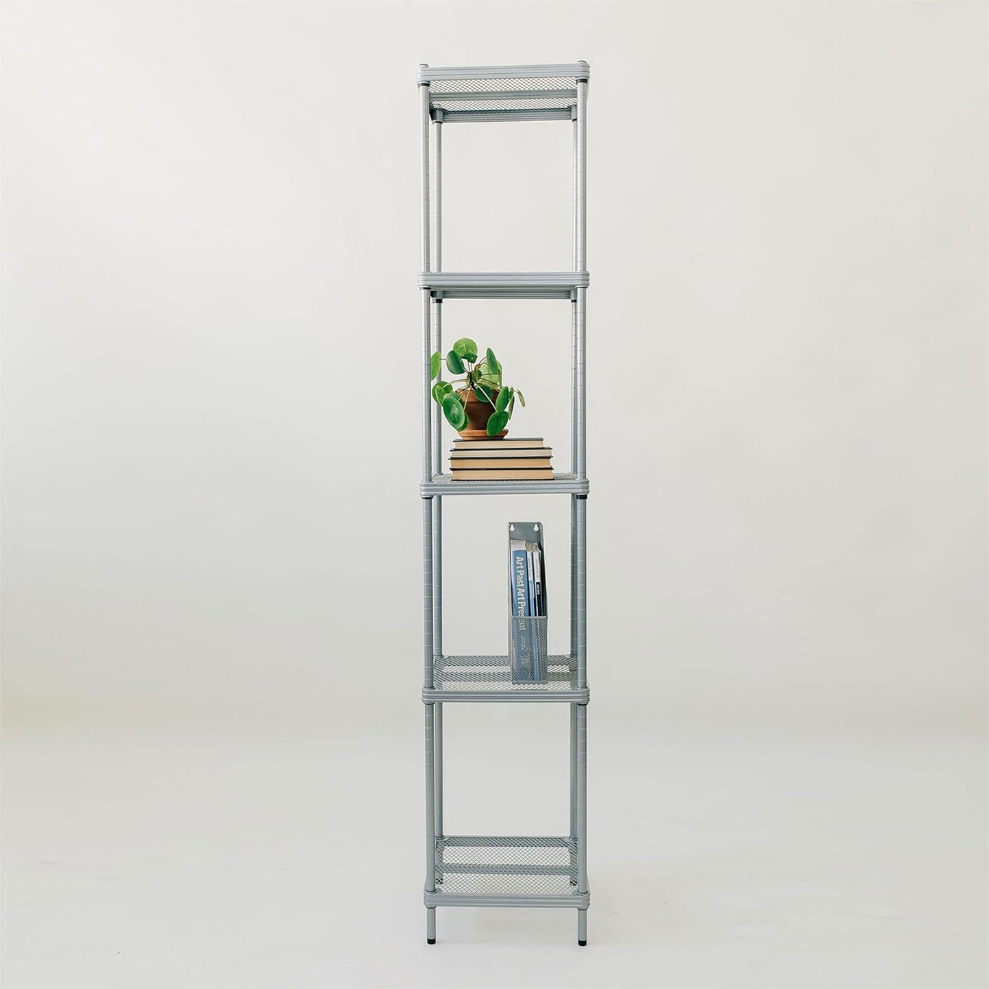 Design Ideas MeshWorks 5 Tier Tower Metal Storage Shelving Unit Rack, Silver