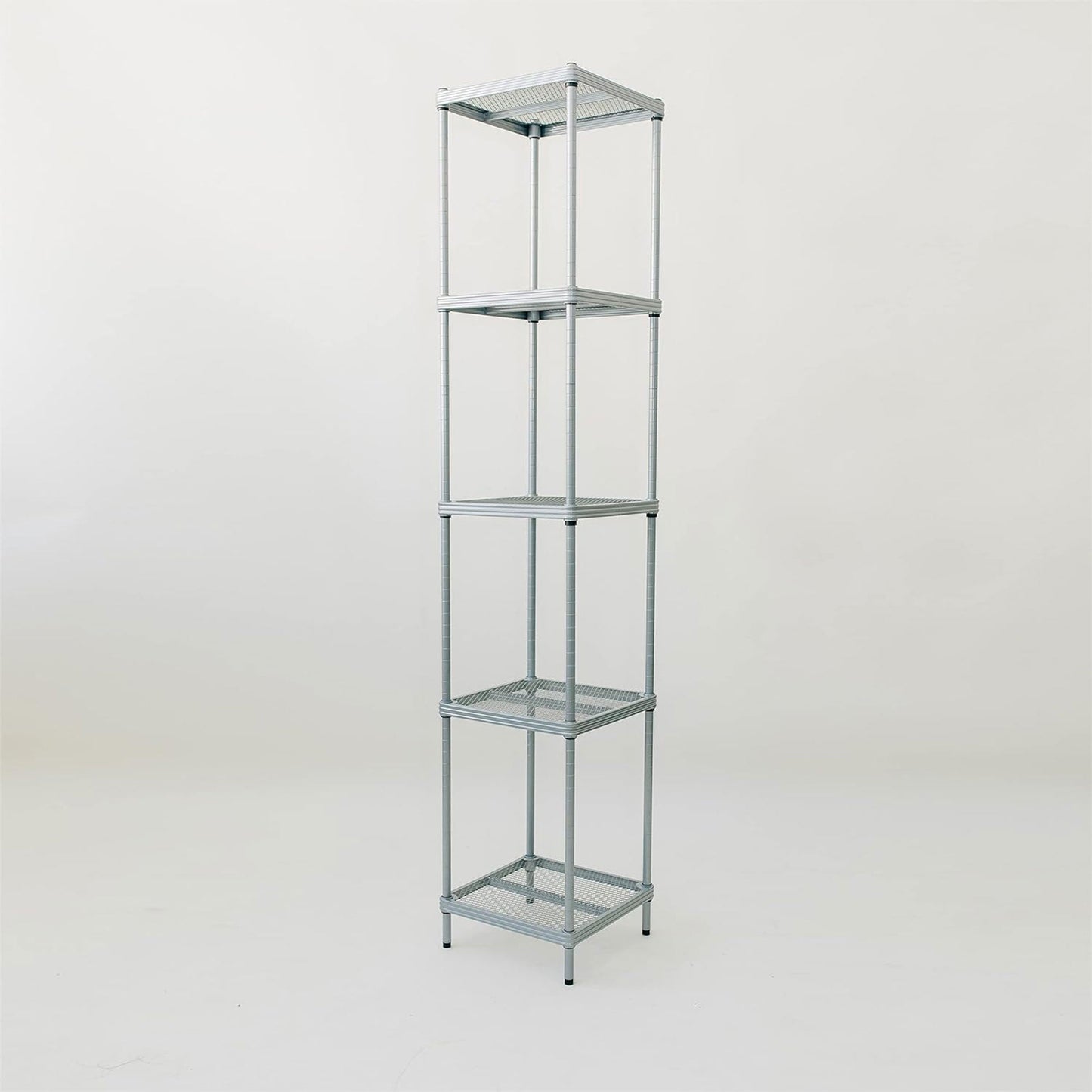 Design Ideas MeshWorks 5 Tier Tower Metal Storage Shelving Unit Rack, Silver