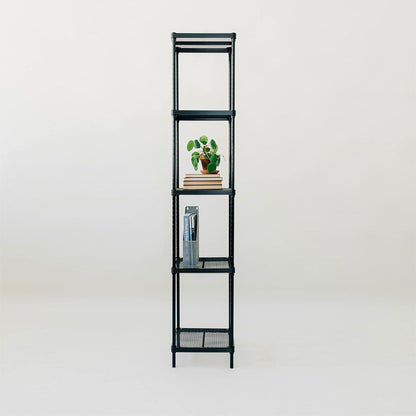 Design Ideas MeshWorks 5 Tier Tower Metal Storage Shelving Unit Rack, Black