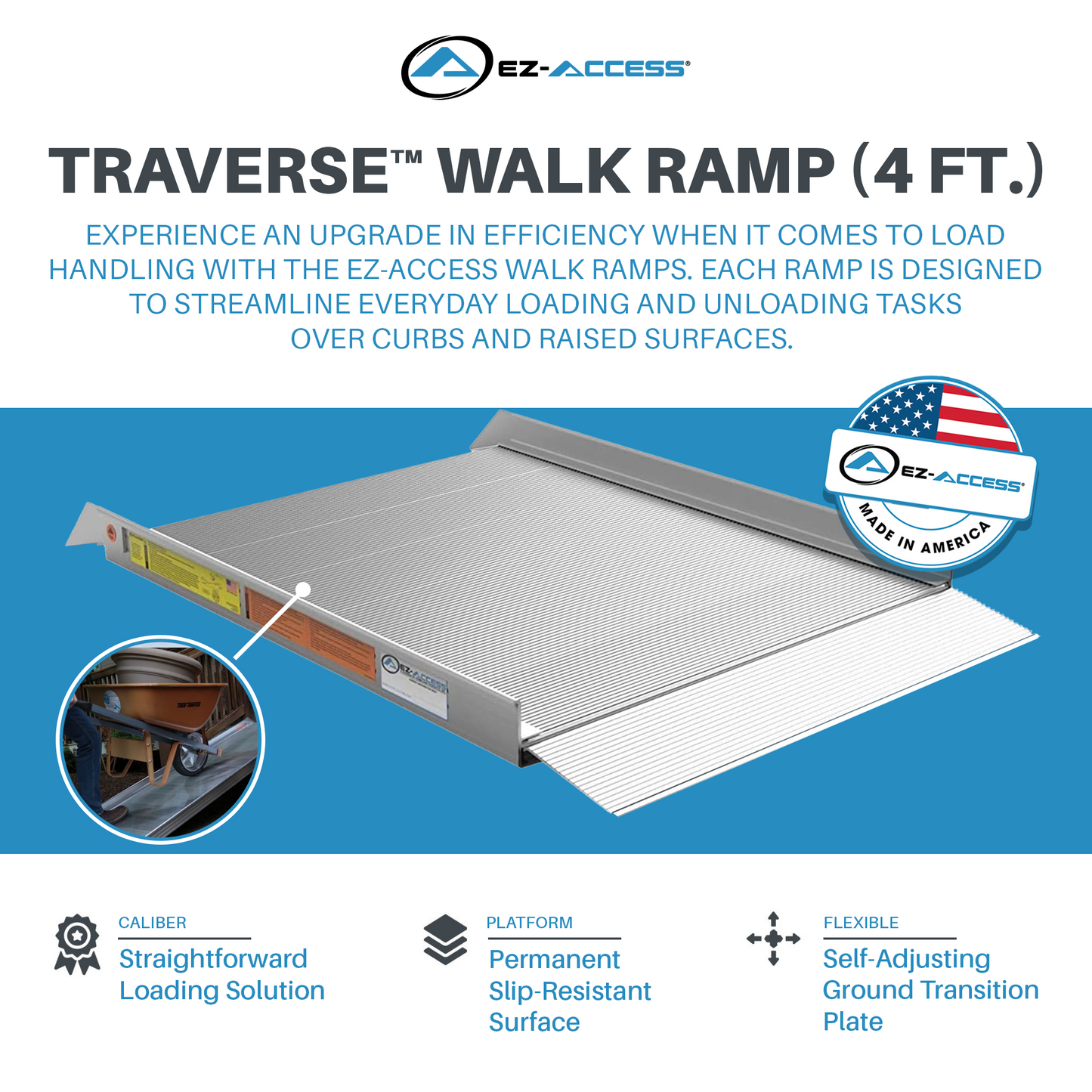 EZ-ACCESS TRAVERSE 4 Foot Walk Ramp w/Textured Surface & Hook/Strap Attachment - Find Fresh Goods