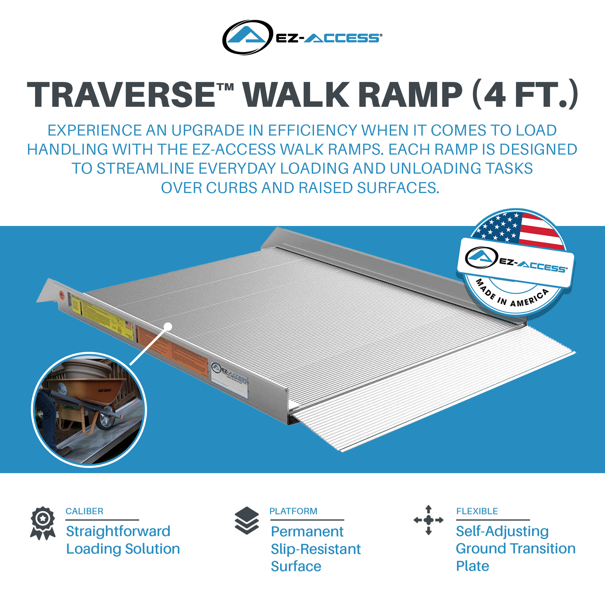 EZ-ACCESS TRAVERSE 4 Foot Walk Ramp w/Textured Surface & Hook/Strap Attachment - Find Fresh Goods