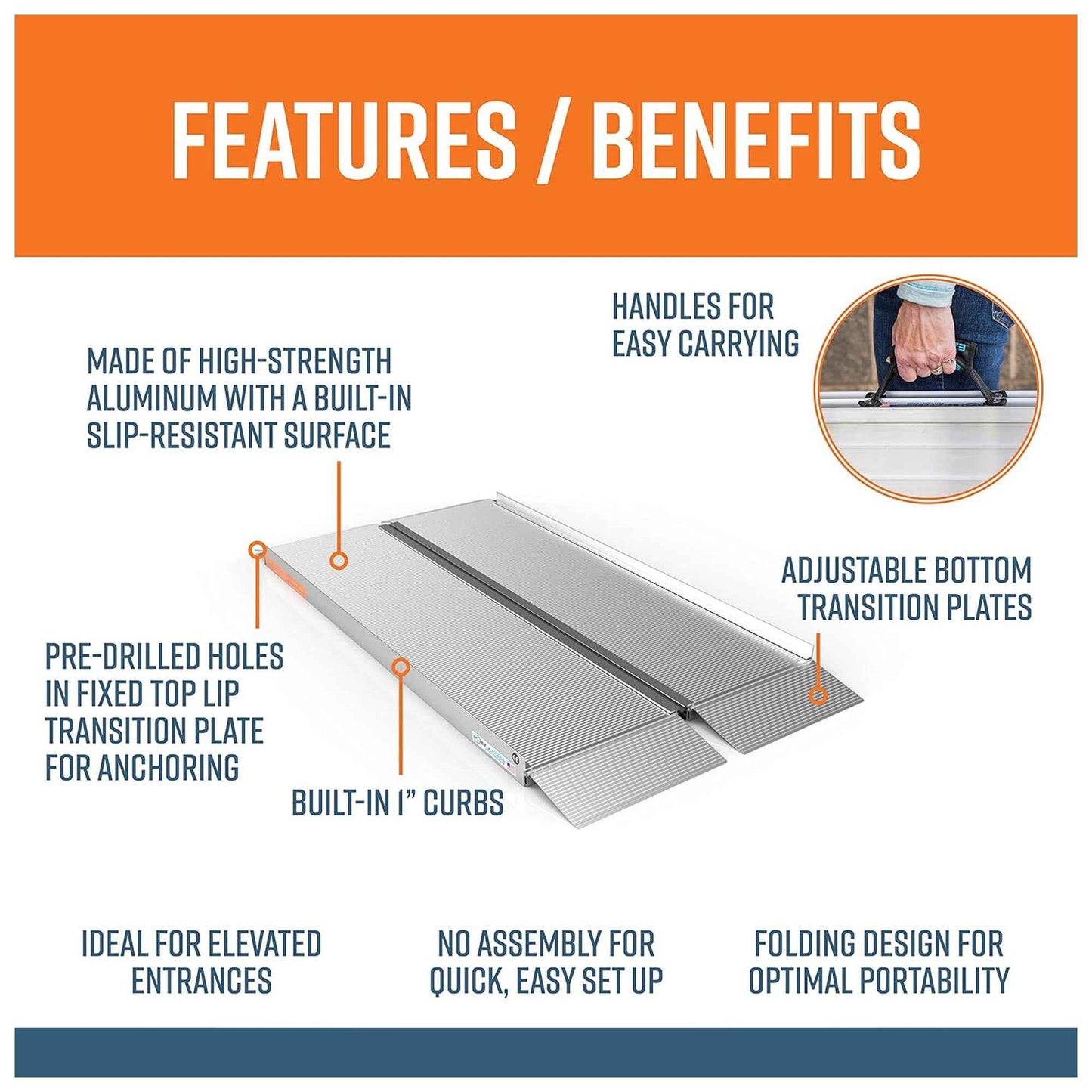 EZ-ACCESS SUITCASE 5’ x 30" Portable Singlefold Ramp for Scooters & Wheelchairs