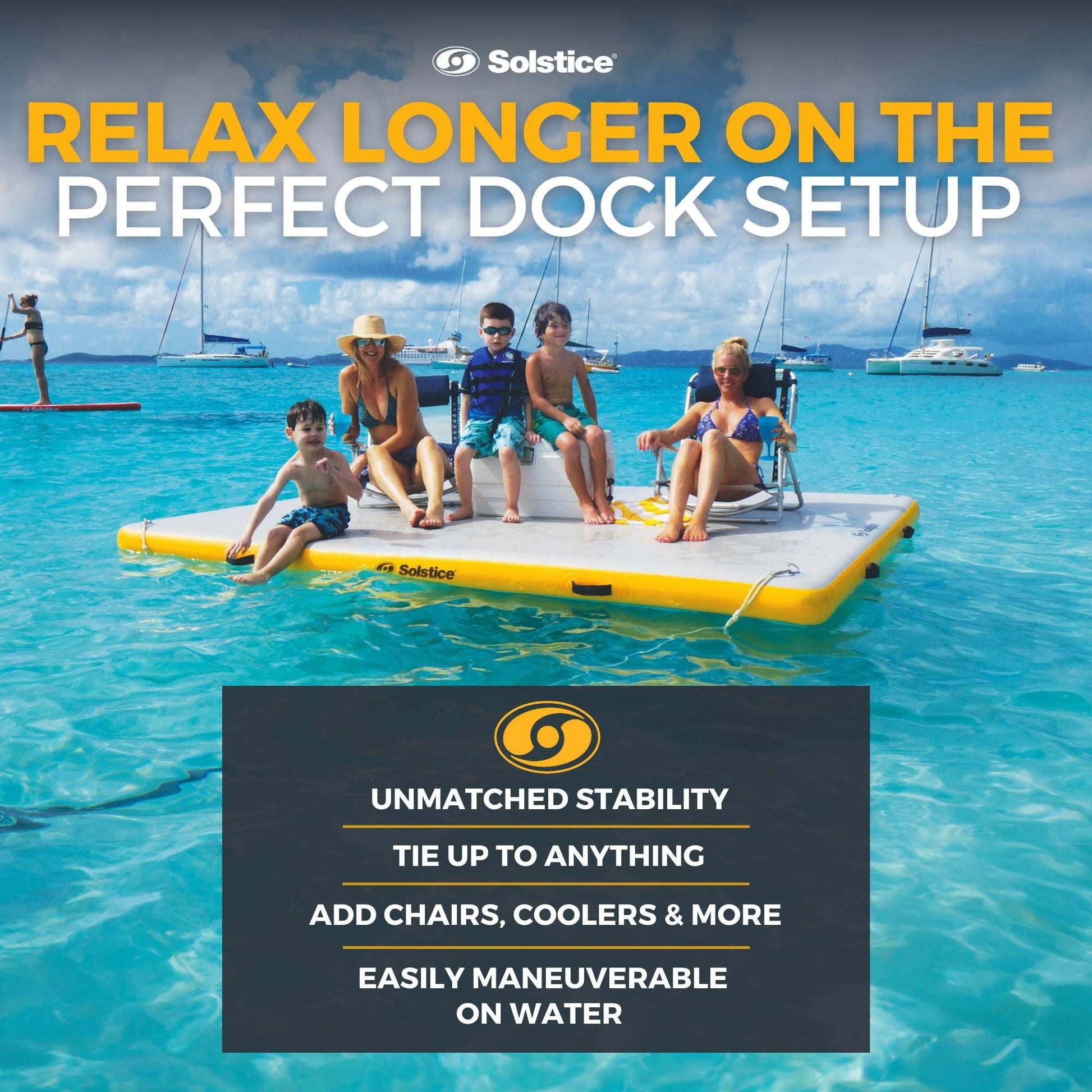 Solstice 10' x 10' Inflatable Floating Dock Rafting Platform with Pump and Bag - Find Fresh Goods