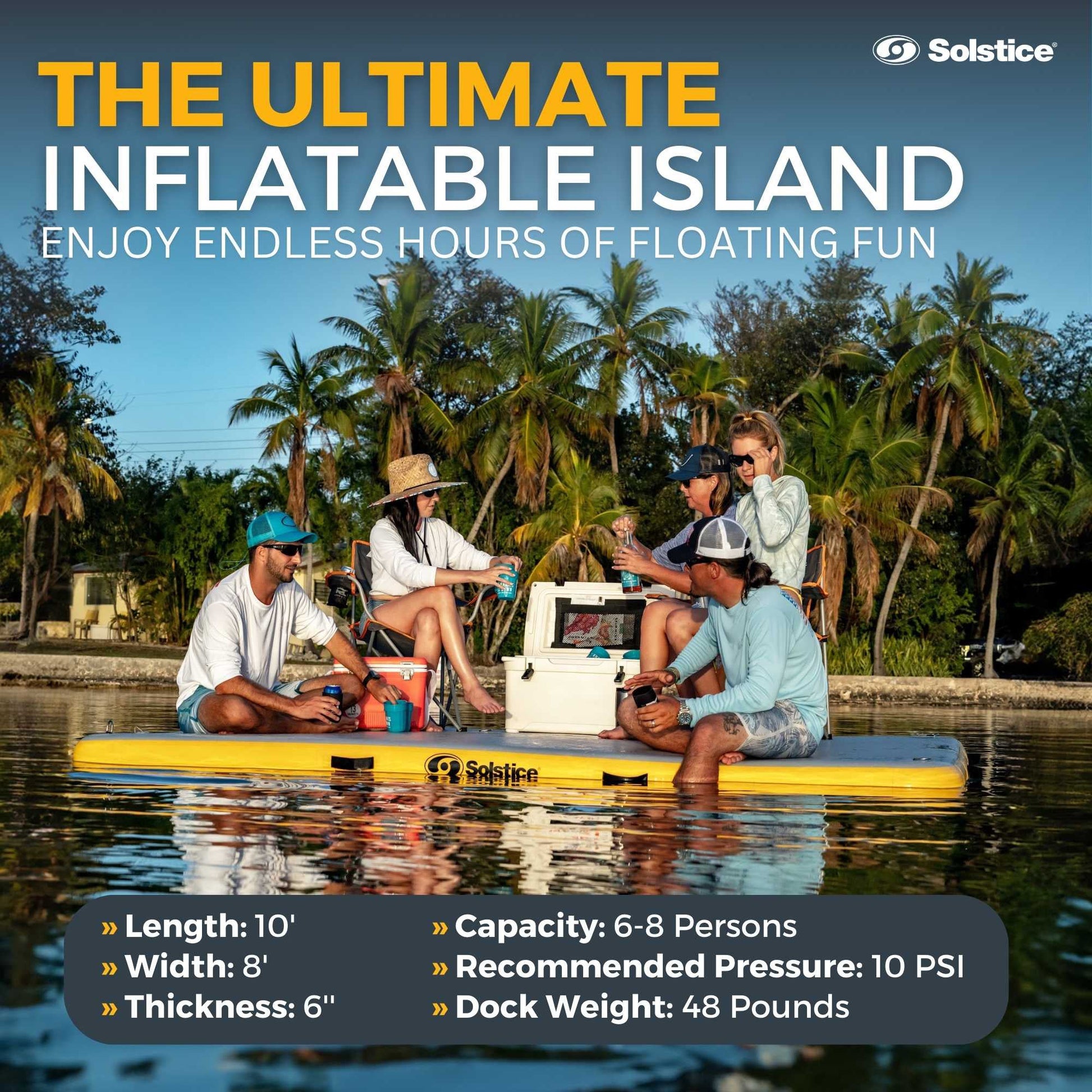 Solstice 10' x 8' Inflatable Floating Dock Rafting Platform with Pump and Bag - Find Fresh Goods