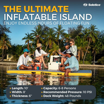 Solstice 10' x 8' Inflatable Floating Dock Rafting Platform with Pump and Bag - Find Fresh Goods