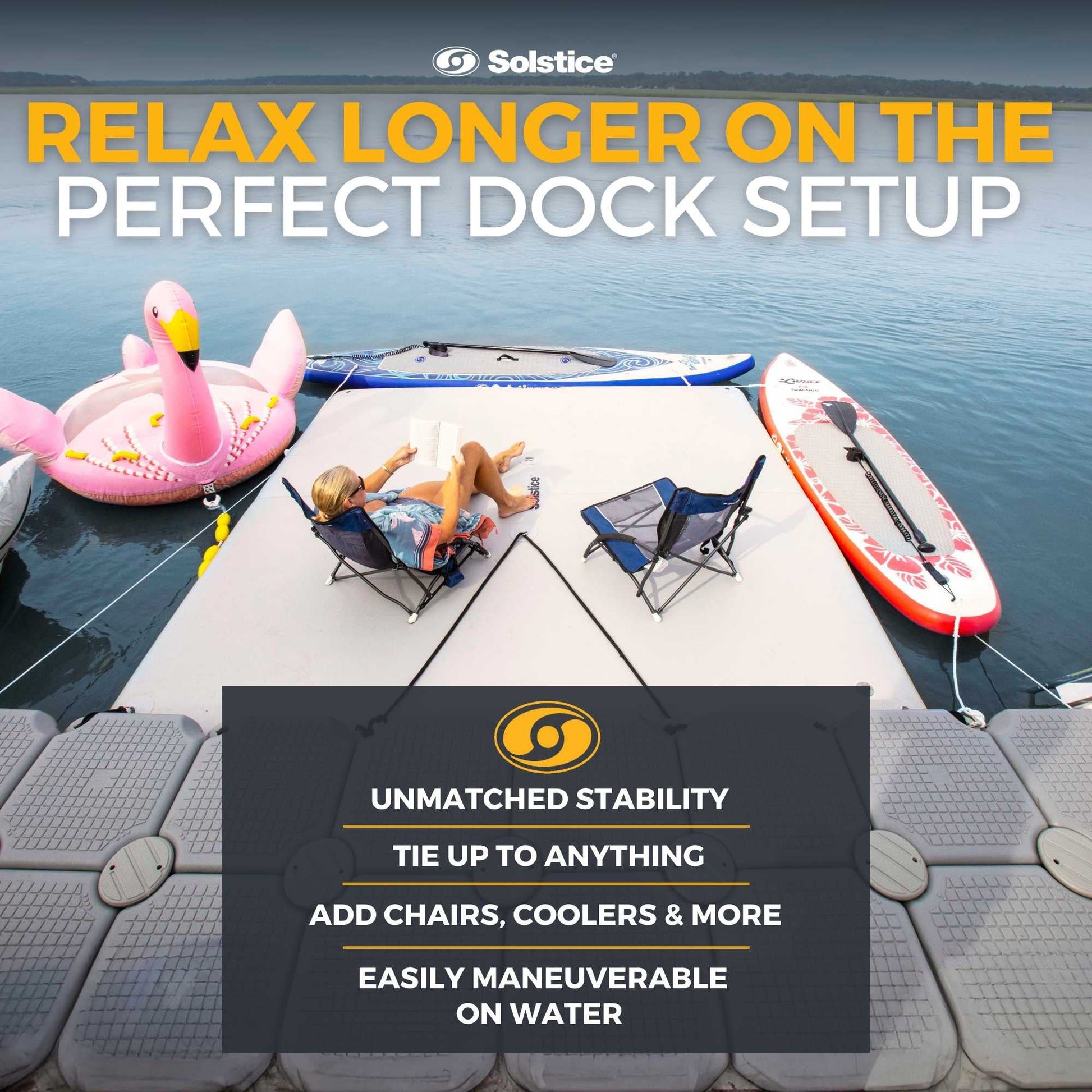 Solstice 10' x 8' Inflatable Floating Dock Rafting Platform with Pump and Bag - Find Fresh Goods