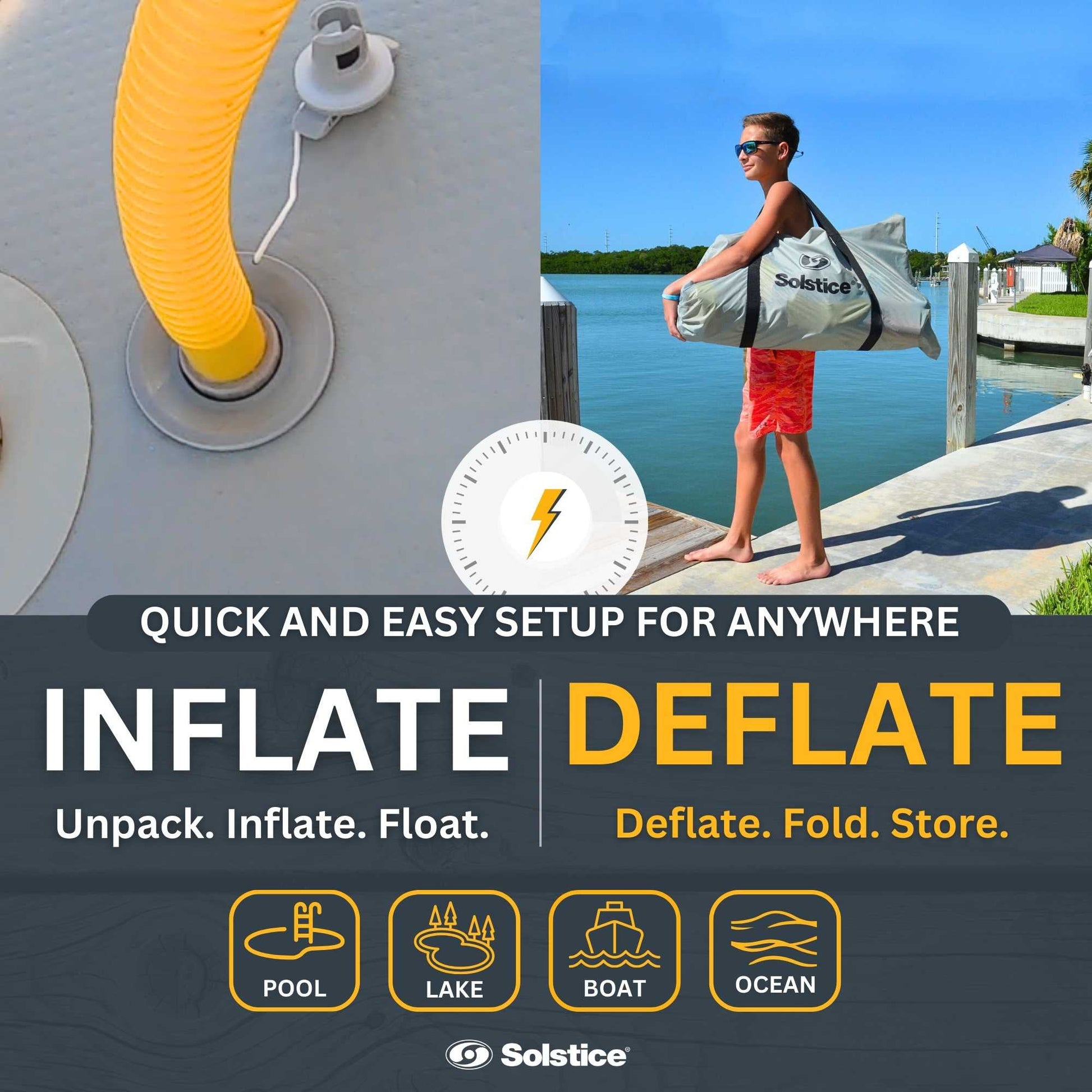 Solstice 10' x 8' Inflatable Floating Dock Rafting Platform with Pump and Bag - Find Fresh Goods