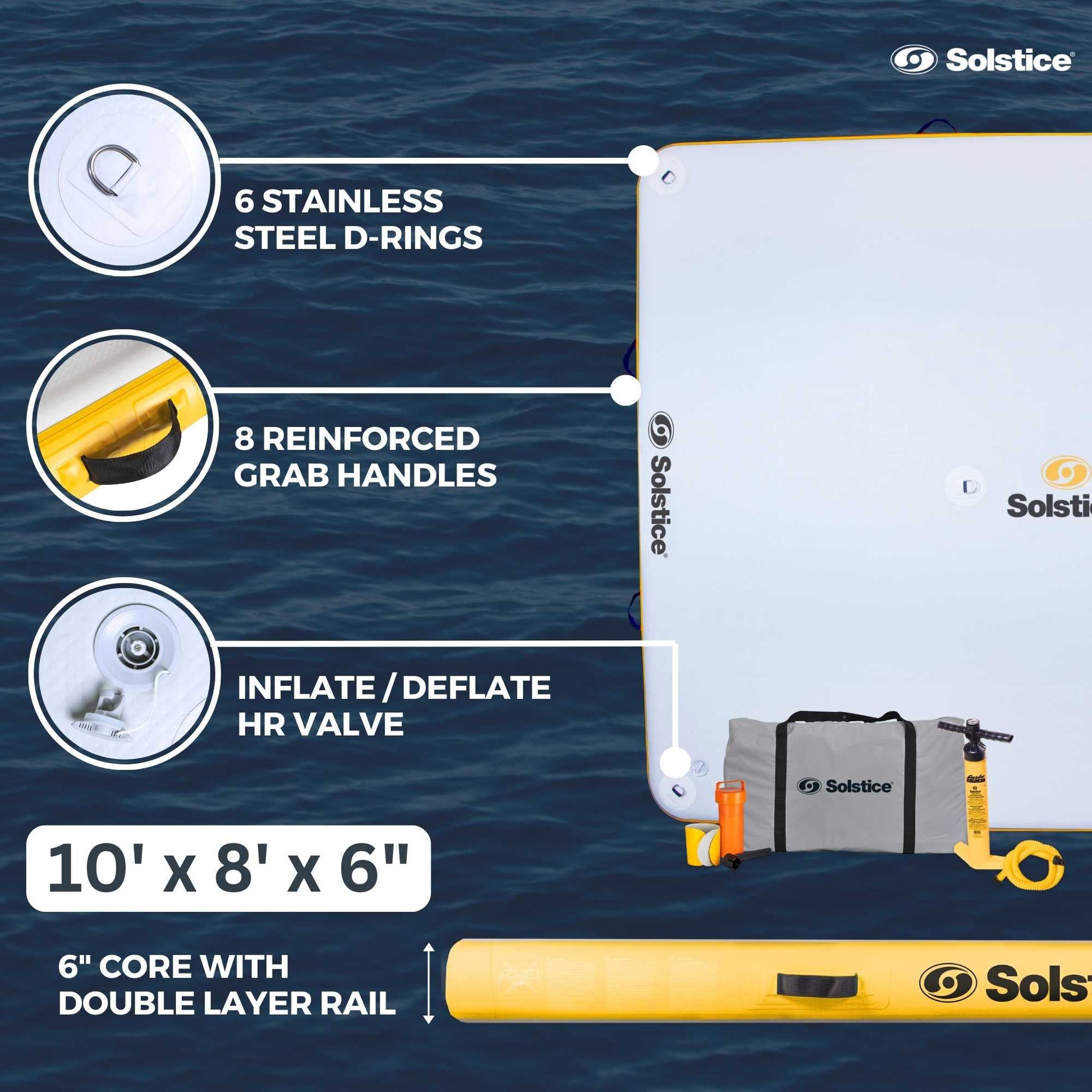 Solstice 10' x 8' Inflatable Floating Dock Rafting Platform with Pump and Bag - Find Fresh Goods