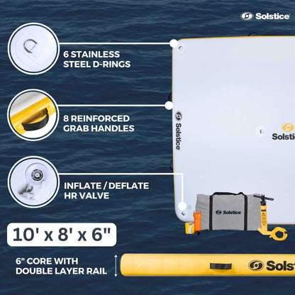 Solstice 10' x 8' Inflatable Floating Dock Rafting Platform with Pump and Bag - Find Fresh Goods