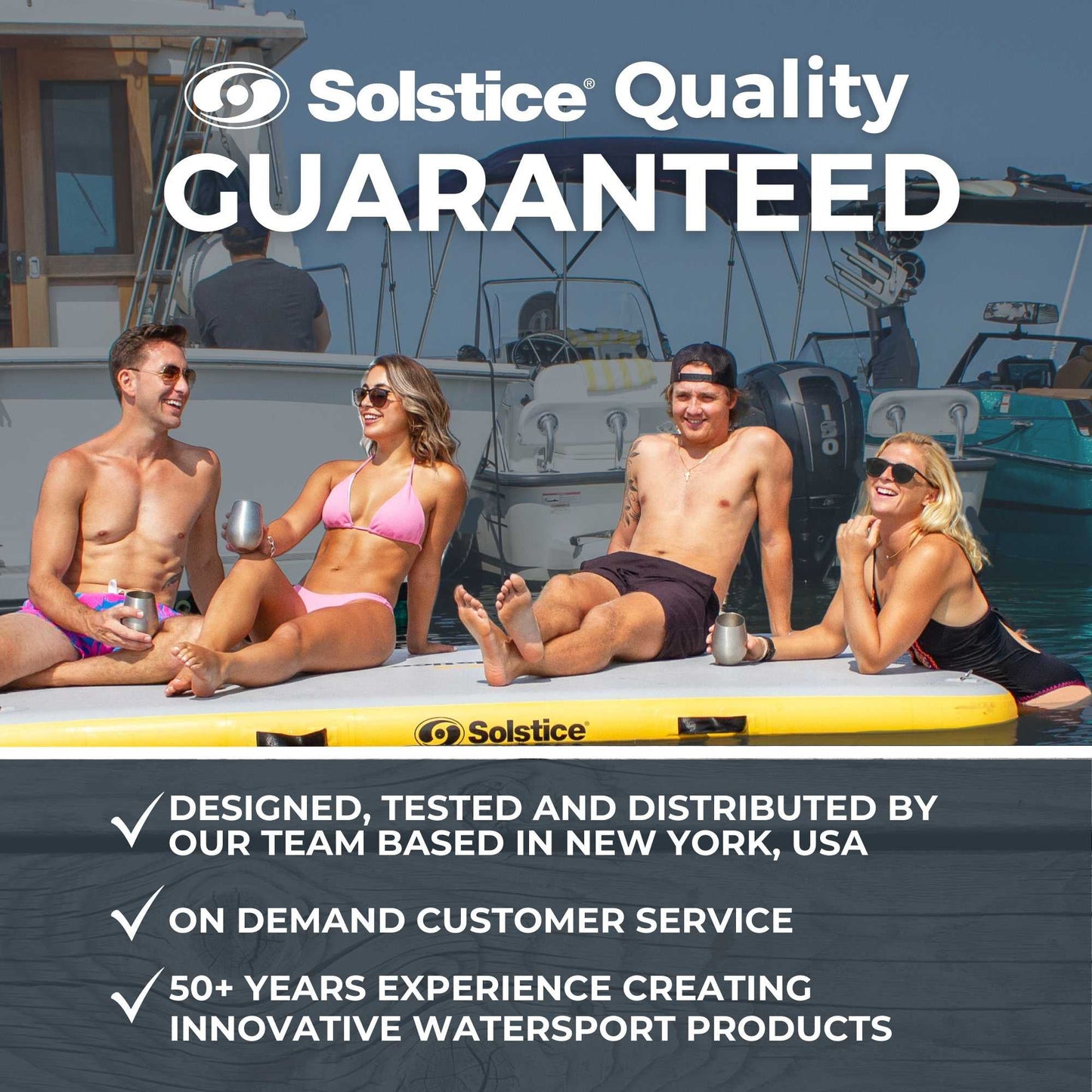 Solstice 10' x 8' Inflatable Floating Dock Rafting Platform with Pump and Bag - Find Fresh Goods