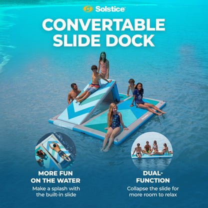 Solstice 10' x 8' Inflatable Convertible Floating Slide Dock with Pump and Bag - Find Fresh Goods