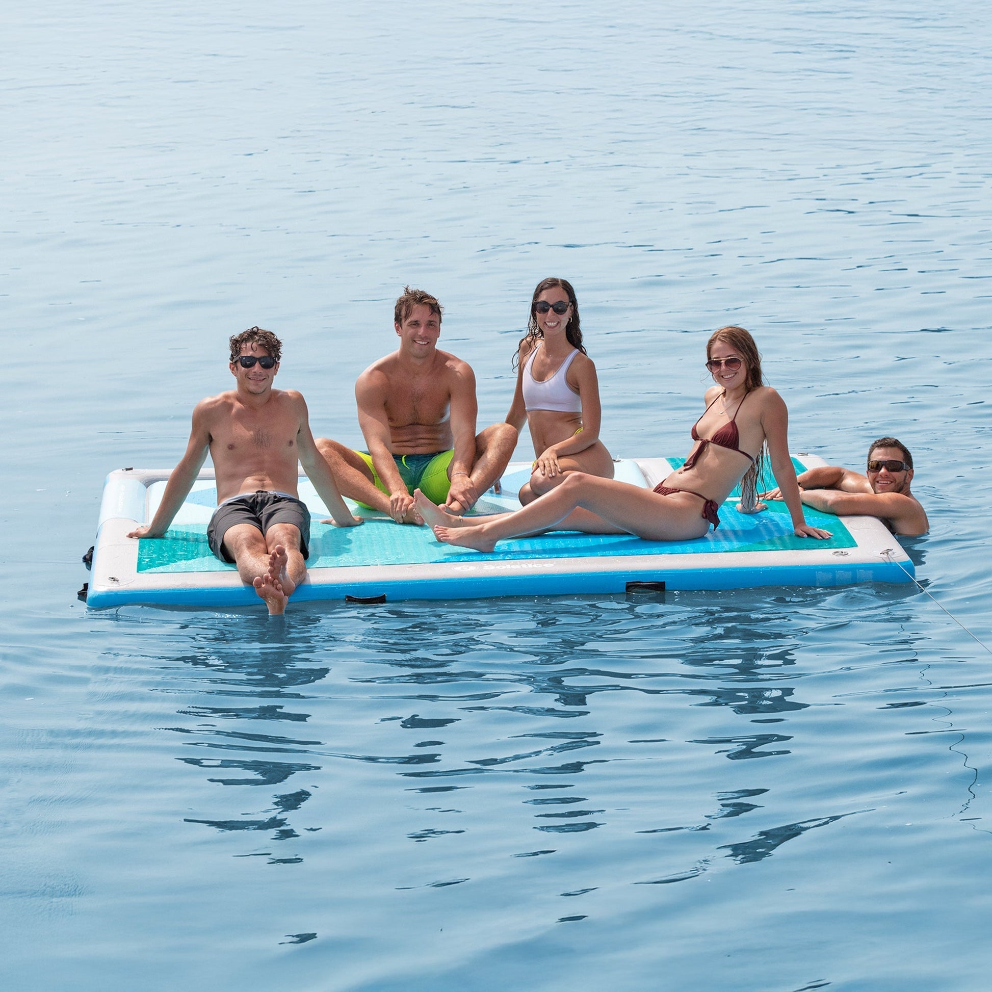 Solstice 10' x 8' Inflatable Convertible Floating Slide Dock with Pump and Bag - Find Fresh Goods