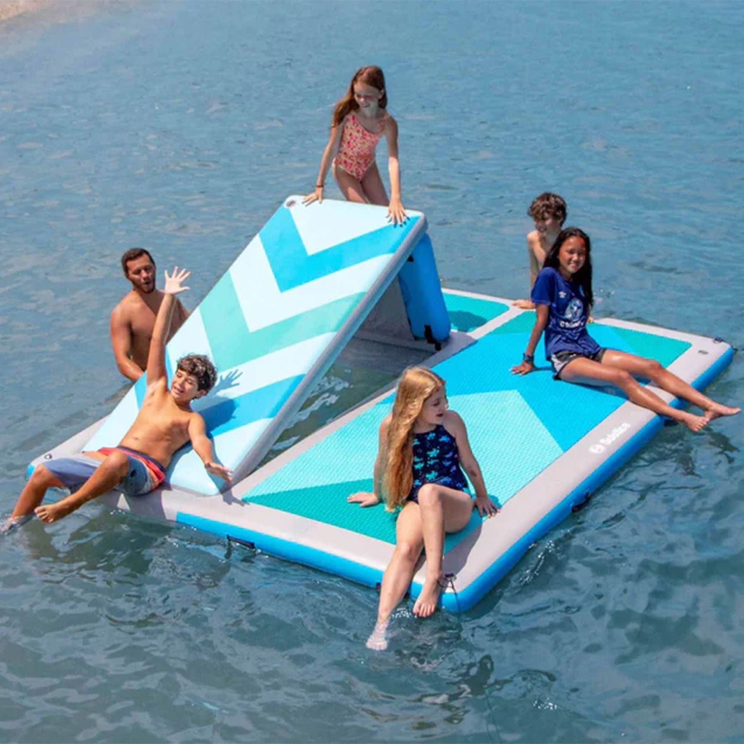 Solstice 10' x 8' Inflatable Convertible Floating Slide Dock with Pump and Bag - Find Fresh Goods