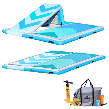 Solstice 10' x 8' Inflatable Convertible Floating Slide Dock with Pump and Bag - Find Fresh Goods