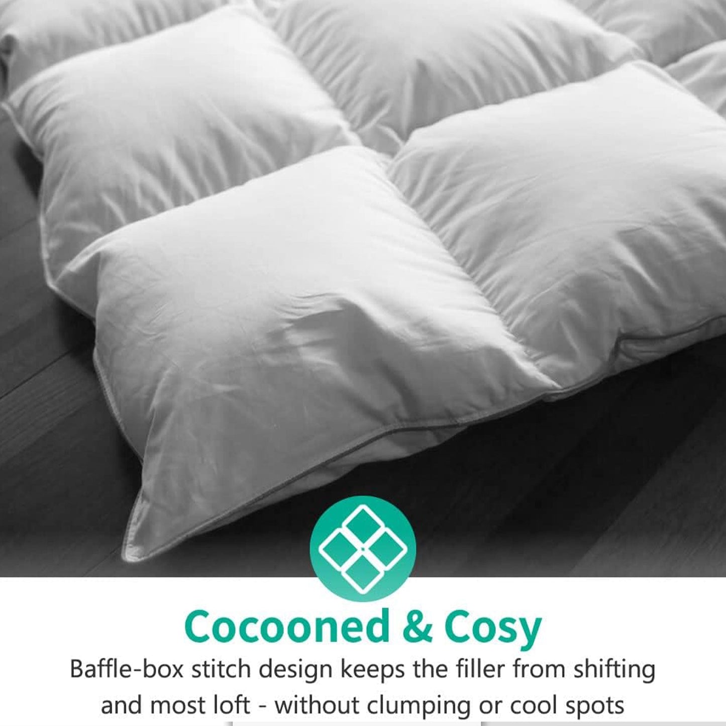 APSMILE Luxurious Feathers Down Full Queen Duvet Insert Comforter, White