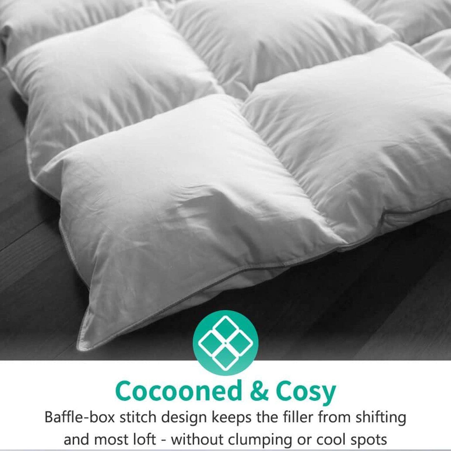 APSMILE Queen Size Heavyweight Feathers Down Poly Cotton Duvet Comforter, White