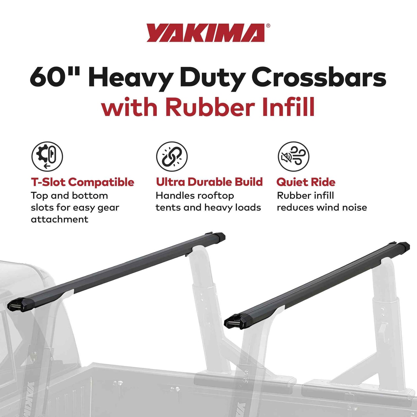 Yakima 60 Inch Heavy Duty Crossbars w/Rubber Infill, Works w/StreamLine Towers