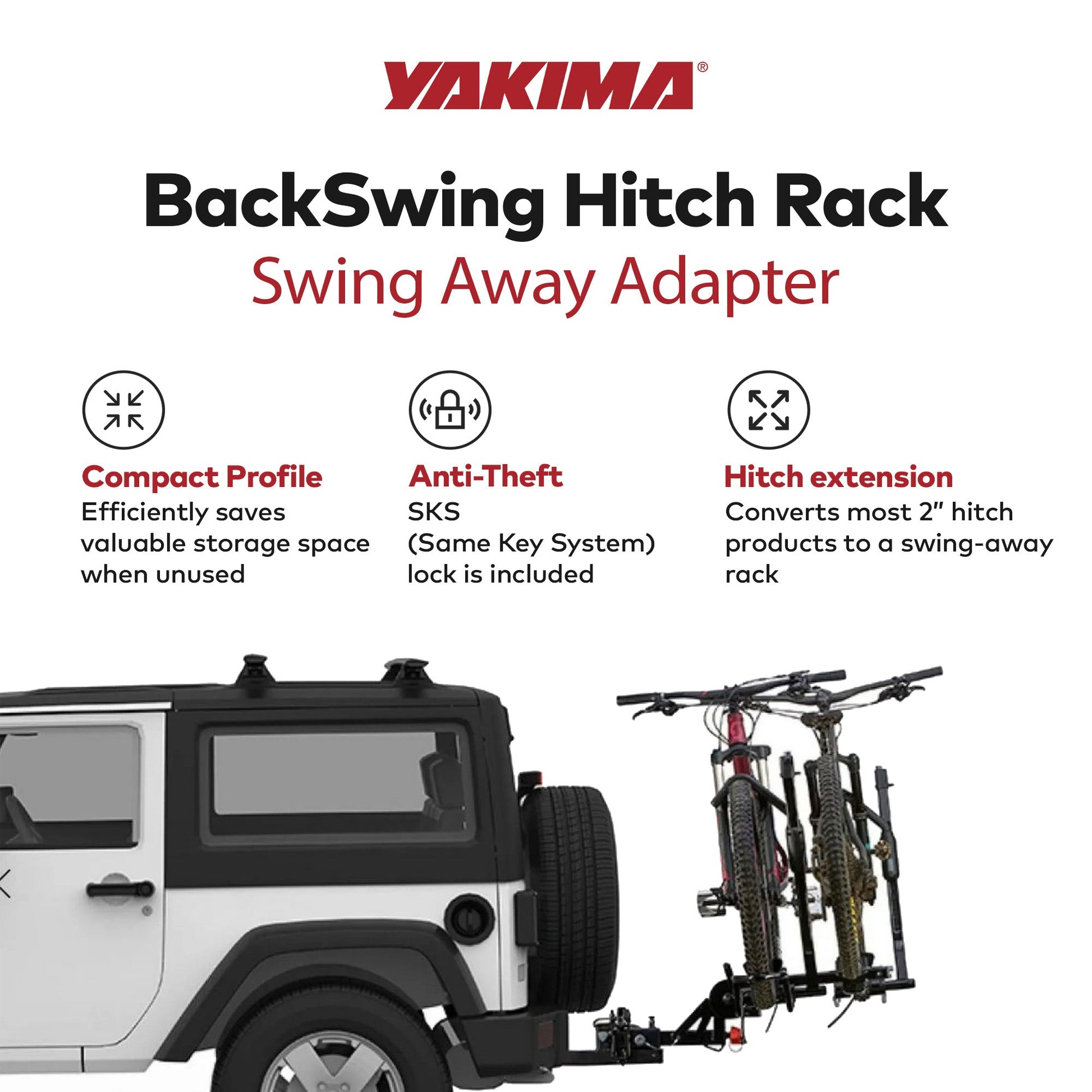 Yakima BackSwing Hitch Rack Swing Away Adapter, Compatible w/HoldUp EVO, Black - Find Fresh Goods