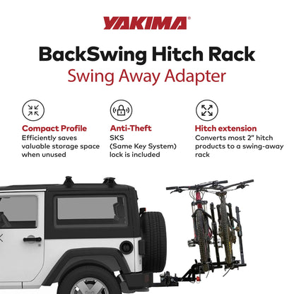 Yakima BackSwing Hitch Rack Swing Away Adapter, Compatible w/HoldUp EVO, Black - Find Fresh Goods
