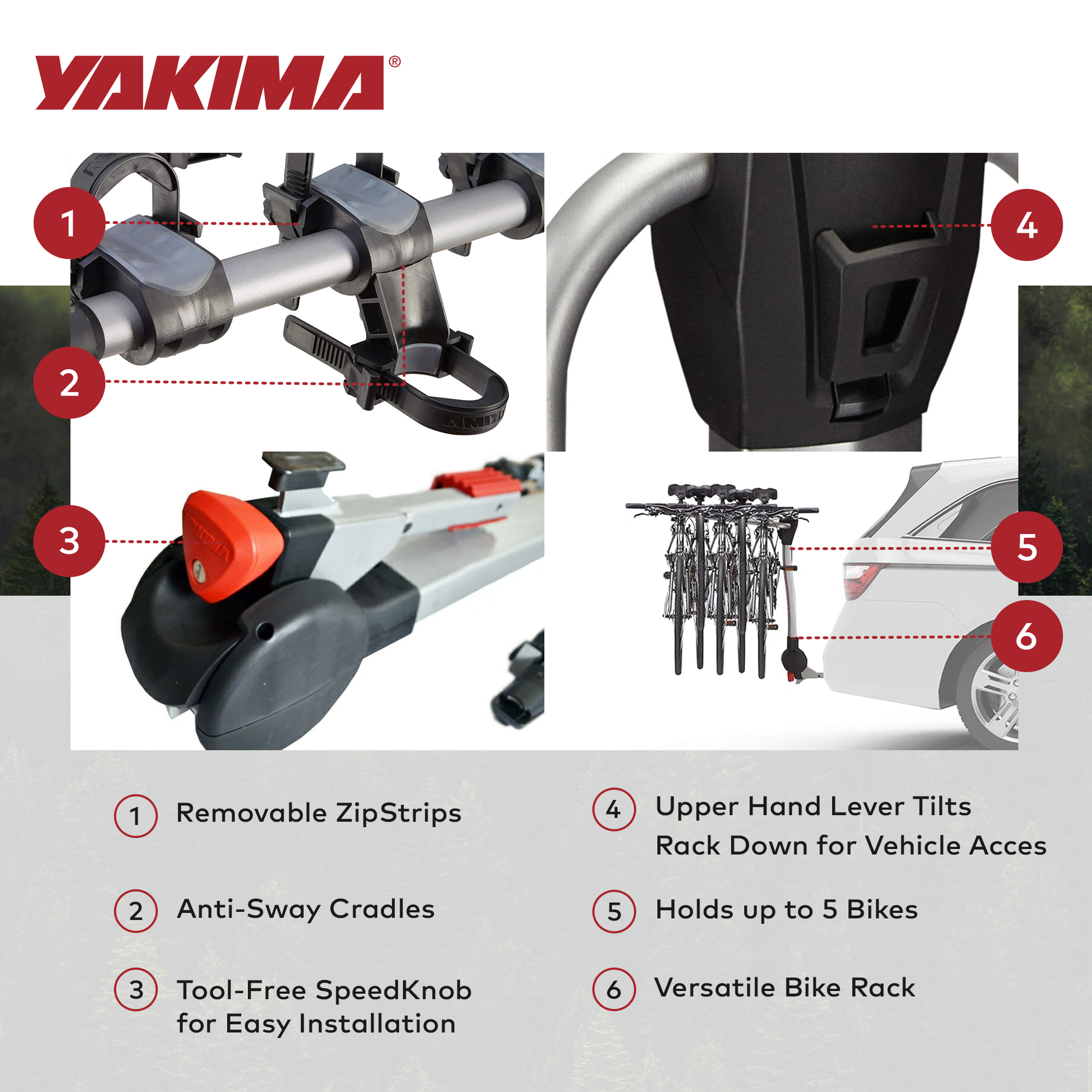Yakima RidgeBack Tilt Away Hitch Bike Rack Holds 5 Bikes for Cars, SUVs, Trucks - Find Fresh Goods