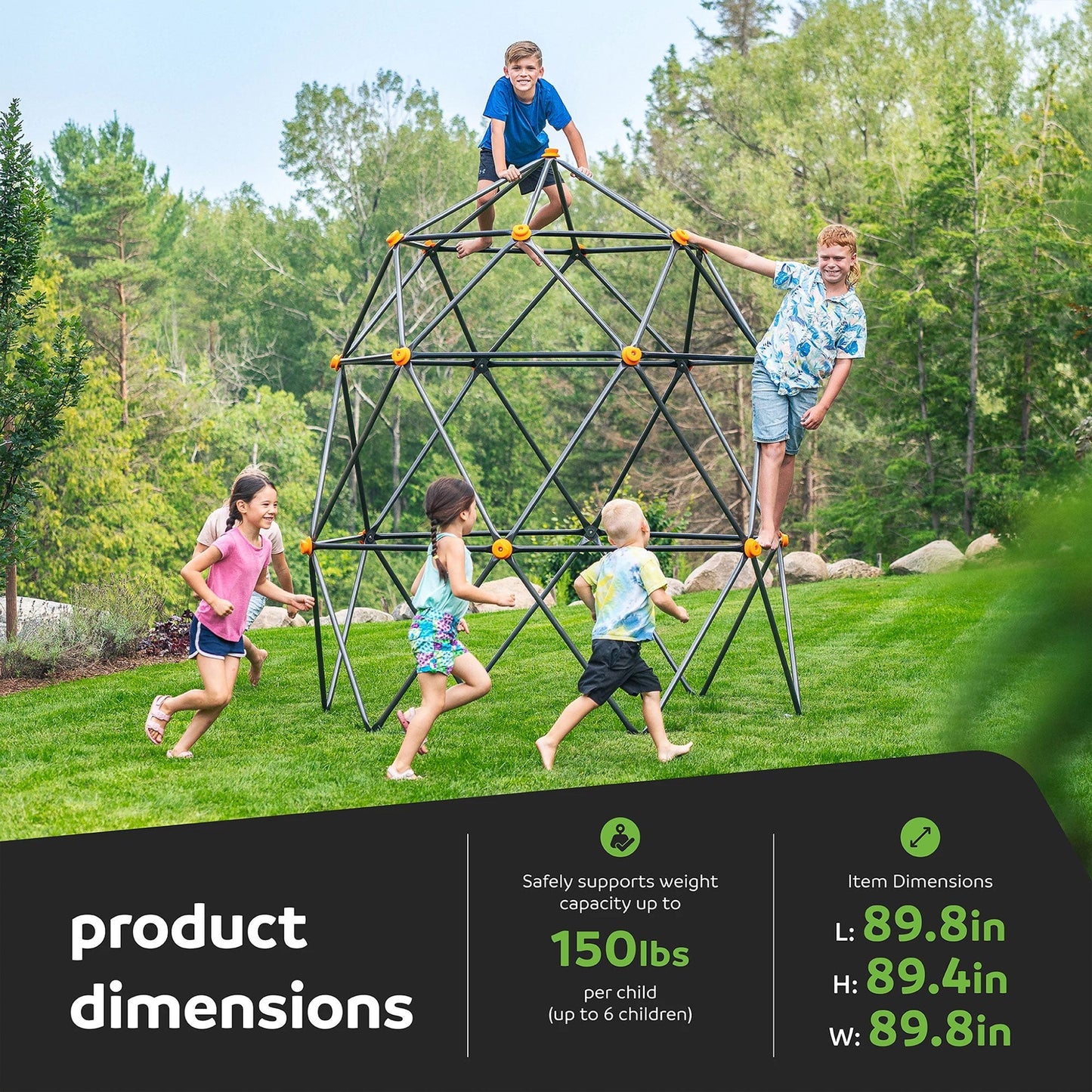 gobaplay SummitPro Climbing Dome, 7.5ft Climber with Rock Climbing Hand Grips